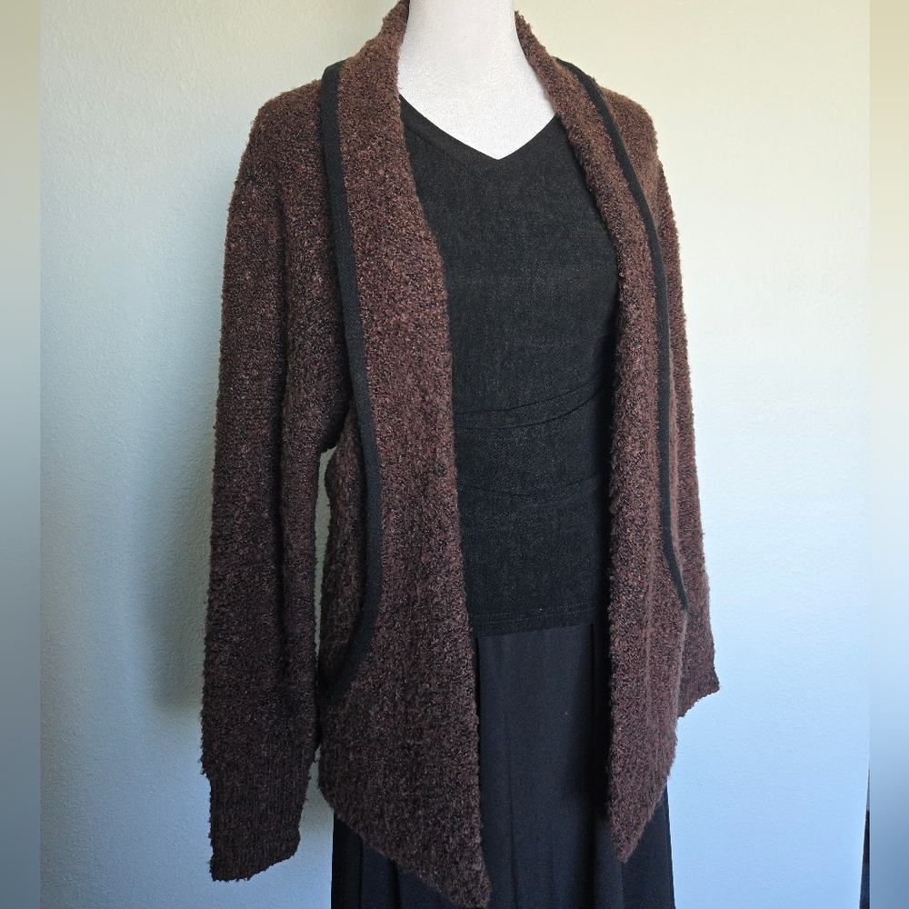 A.Z.I Brown Open-Front Cardigan – Chunky Layering Piece Womens Large